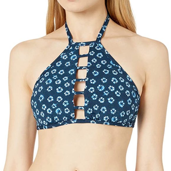 Lucky Brand Other - Lucky Brand Navy/Coral Festival Medallion Reversible High Neck Bikini Top - XS/S